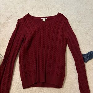 H&M Burgundy Cable Knit Sweater